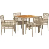 vidaXL Trädgårdsmöbelset 5 pcs Beige konstrotting