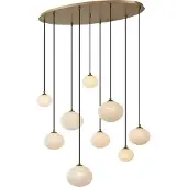 QAZQA Art Deco Pendellampa Guld med Opalglas 9-ljus - Yani