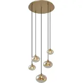 QAZQA Art Deco Pendellampa Guld med Bärnstensfärgat Glas - Jia