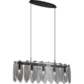 QAZQA Design Hänglampa Svart med Rökglas Oval 5-ljus - Mochan