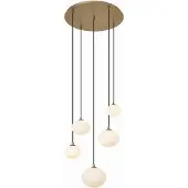 QAZQA Art Deco Pendellampa Guld med Opalglas 5-ljus - Yani