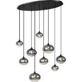 QAZQA Modern pendellampa svart med rökglas 9-ljus - Jia