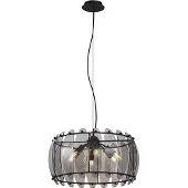 QAZQA Design Hänglampa Svart med Rökfärgat Glas Rund 6-Ljus - Mochan