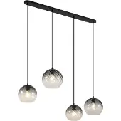 QAZQA Art Deco Pendellampa Svart med Rökglas Rektangulär 4-ljus - Bao