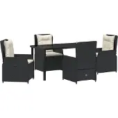 vidaXL Trädgårdsmöbelset 5 pcs Svart konstrotting