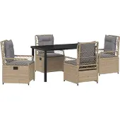 vidaXL Trädgårdsmöbelset 5 pcs Beige och Ljusgrå konstrotting