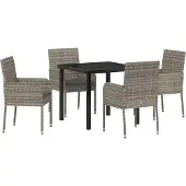 vidaXL Trädgårdsmöbelset med kudde 5 pcs Grå Poly rattan