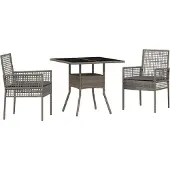 vidaXL Trädgårdsmöbelset 3 pcs Grå konstrotting