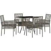 vidaXL Trädgårdsmöbelset 5 pcs Grå konstrotting