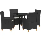 vidaXL Trädgårdsmöbelset 5 pcs Svart konstrotting