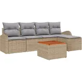 vidaXL Trädgårdsoffset 6 pcs Beige och Ljusgrå konstrotting