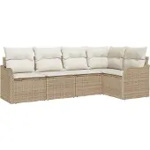 vidaXL Trädgårdsoffset med lagring 5 pcs Beige konstrotting