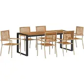 vidaXL Trädgårdsmöbelset 7 pcs Beige och brun konstrotting