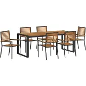 vidaXL Trädgårdsmöbelset 7 pcs Svart och Brunt konstrotting