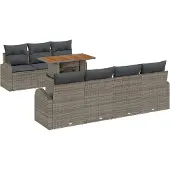 vidaXL Trädgårdsoffset med lagring 8 pcs Grå Poly rattan
