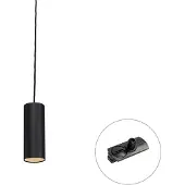 QAZQA Design pendellampa svart inkl. 1-fas skenadapter - Iconic Tubo