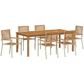 vidaXL Trädgårdsmöbelset 7 pcs Beige Massivt Akaciaträ
