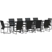 vidaXL Trädgårdsmöbelset 11 pcs Svart Stål