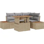 vidaXL Trädgårdsoffset 5 st Beige och Grå
