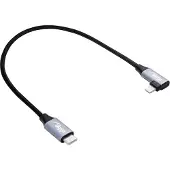 Akyga - Lightning-kabel - USB-C hane till Lightning hane vinklad - 30 cm - svart - stöd för strömleverans på upp till 30 W, flätad