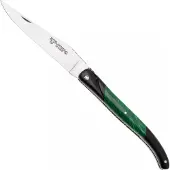 Laguiole En Aubrac Ebony, Malachite Inlay, Handcarved Plates, pocket knife, 12 cm
