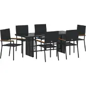 vidaXL Trädgårdsmöbelset 7 pcs Svart konstrotting