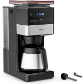 Krups Grind Aroma XL KT8428, Droppande kaffebryggare, Kaffebönor, Inbyggd kvarn, 1000 W, Svart, Rostfritt stål
