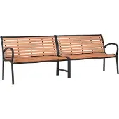vidaXL Trädgårdsbänk brun 231 cm trä och pulverlackerat stål