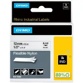 Dymo Tape Rhino flex nylon 12mm svart på vit