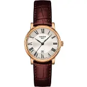 Tissot Carson Serie Kvartsverk 30M Vattentålig Klocka 30Mm Silverurtavla Rostfritt Stålboett Läderarmband Damklockor T122.210.36.033.00 Regular Watch Box,Brown Strap white