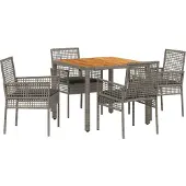 vidaXL Trädgårdsmöbelset 5 pcs Grå konstrotting