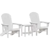 vidaXL Trädgård Stol 3 pcs Vit polyeten
