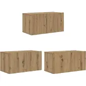 vidaXL Väggmonterad TV-möbel - - Brun - Ingenjörsträ - 60x30x30 cm - Flytande - Inbyggda hyllor - 2 dörrar