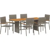 vidaXL Trädgårdsmöbelset 7 pcs Grå konstrotting