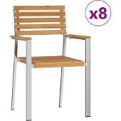 vidaXL Trädgård Stol 8 pcs Olivenatur Massivt teakträ