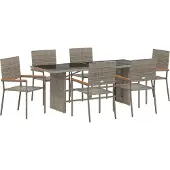 vidaXL Trädgårdsmöbelset 7 pcs Grå konstrotting