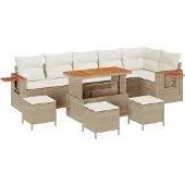 vidaXL Trädgårdsoffset 12 pcs Beige och gräddfärgad konstrotting