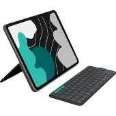Logitech Flip Folio - Tangentbord och foliefodral - full size - trådlös - Bluetooth 5.1 LE - QWERTY - nordiskt (danska/finska/norska/svenska) - gra...