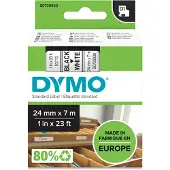 Dymo Tape D1 24mm svart på vit