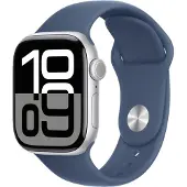 Apple Watch Series 10 Aluminium 42 mm (2024) | GPS + Cellular | silver | Sportband S/M | denim