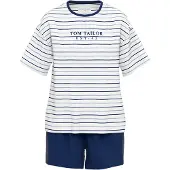 Tom Tailor Kort pyjamas 'Charlotte' marinblå / safir / vit