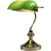 QAZQA Klassisk bordslampa/notarielampa mässing med grönt glas - Banker