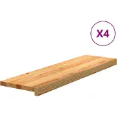vidaXL Trappstegsmattor 4 pcs ljusbrun 90x25x2 cm massiv ek