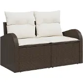 vidaXL Trädgårdsoffa med kudde Brun 124 x 62 x 69 cm konstrotting