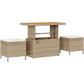 vidaXL Trädgårdsmöbelset Beige konstrotting