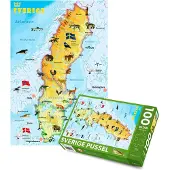 Sverige Pussel 100 bitar : Med djur