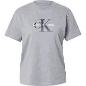 Calvin Klein Jeans T-shirt 'Classic Logo' gråmelerad / svart / vit