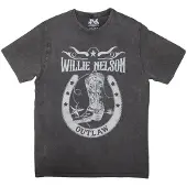 Ginza.se Willie Nelson: Unisex Stone Wash T-Shirt/Outlaw (Charcoal Grey) (Medium)