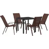 vidaXL Trädgårdsmöbelset 5 pcs Brun Textilene och stål