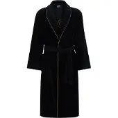 BOSS Cotton dressing gown with piping and embroidered branding
